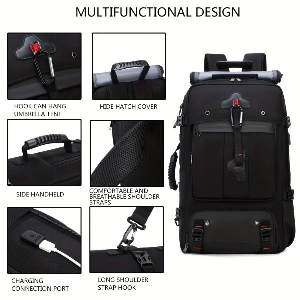 50L Large Capacity Hiking Backpack, Waterproof Outdoor Camping Rucksack, Multifunctional Hiking Mountaineering Bag With Shoe Compartment