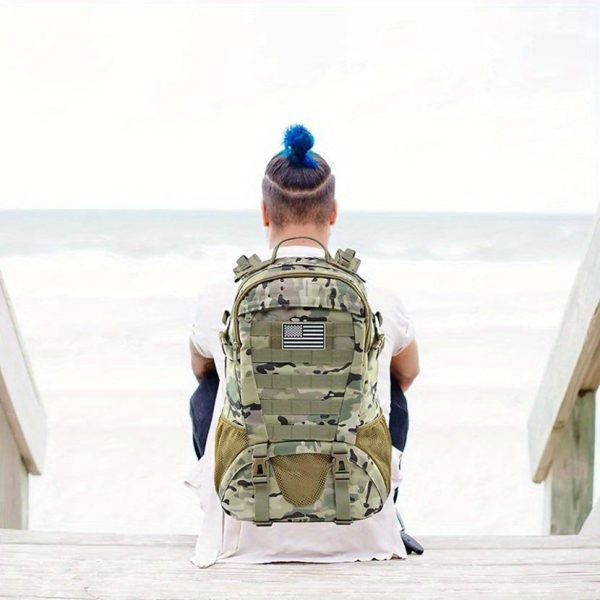1pc 35L Nylon Outdoor Travel Hiking Rucksack, Camping Hunting Climbing Casual Bag