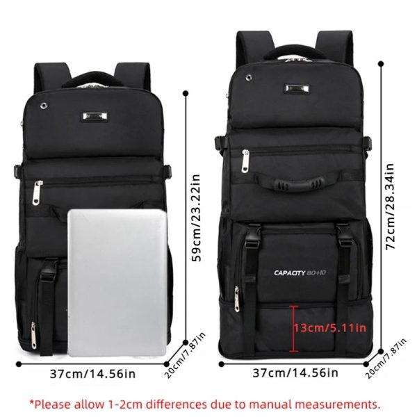 1pc 90L Expandable Large Capacity Mountaineering Backpack, Outdoor Luggage Bag, Camping Hiking Backpack, Travel Business Trip Bag