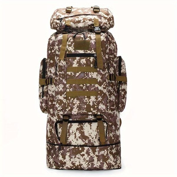 1pc 100L Nylon Outdoor Backpack, Hiking Sports Camping Backpack