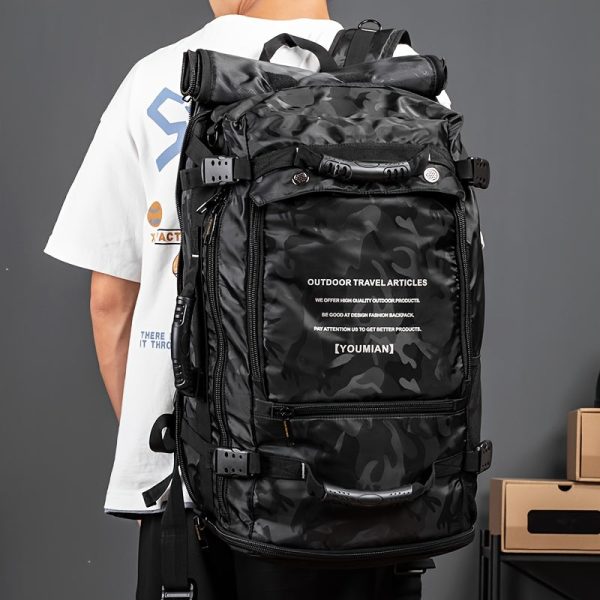 1pc Men's Extra Large Travel Bag, Outdoor Mountaineering Backpack, Waterproof Extra Large Capacity Business Travel Luggage Backpack