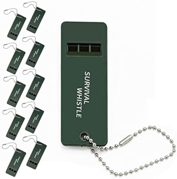 Tri-Band Outdoor Survival Whistle -（10 Pack） Perfect Camping & Emergency Whistle for Backpacking,Outdoor Camping Hiking, Boating, Hunting, Fishing,Kids Rescue Signaling