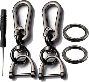 2 Sets Car Keychain car key clip Quick-Release Horseshoe Shape D-Ring Key Fob Holder with Round Carabiner Keychain