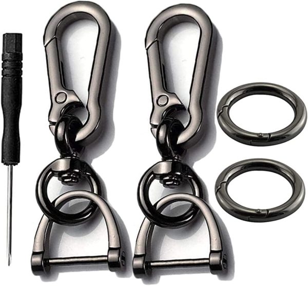 2 Sets Car Keychain car key clip Quick-Release Horseshoe Shape D-Ring Key Fob Holder with Round Carabiner Keychain