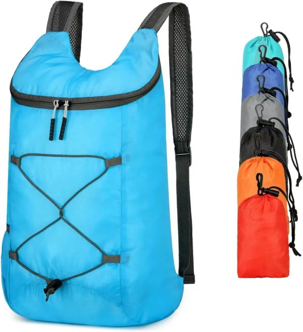 16L Hiking-Daypack Lightweight-Foldable Travel-Backpack Water-Resistant Camping Outdoor Packable Easy Carry-on Bag (Lake Blue)