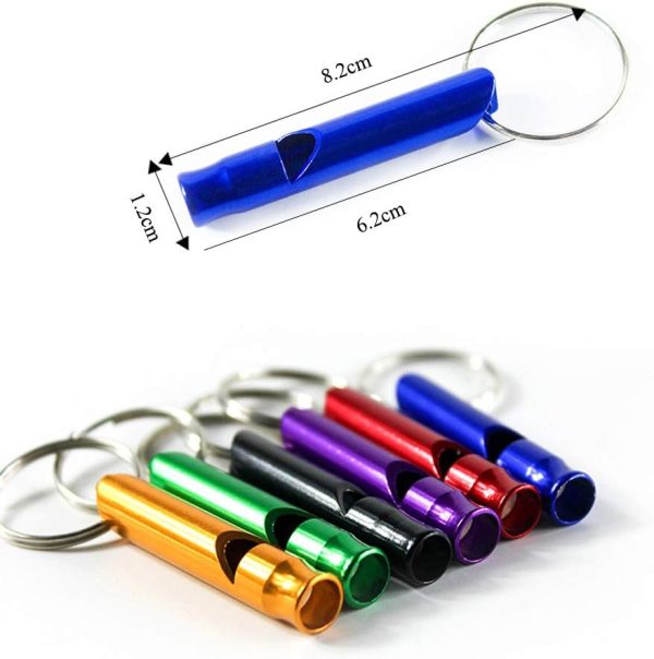 Pack of 8 Extra Loud Emergency Whistle Keychain Camping Survival Whistle, Aluminum Alloy Whistle Key Chain for Camping Hiking Hunting Outdoors Sports