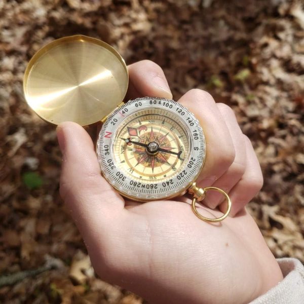 Camping Survival Compass Metal Pocket Compass Kids Compass for Hiking Camping Hunting Outdoor Military Navigation Tool（2pcs）