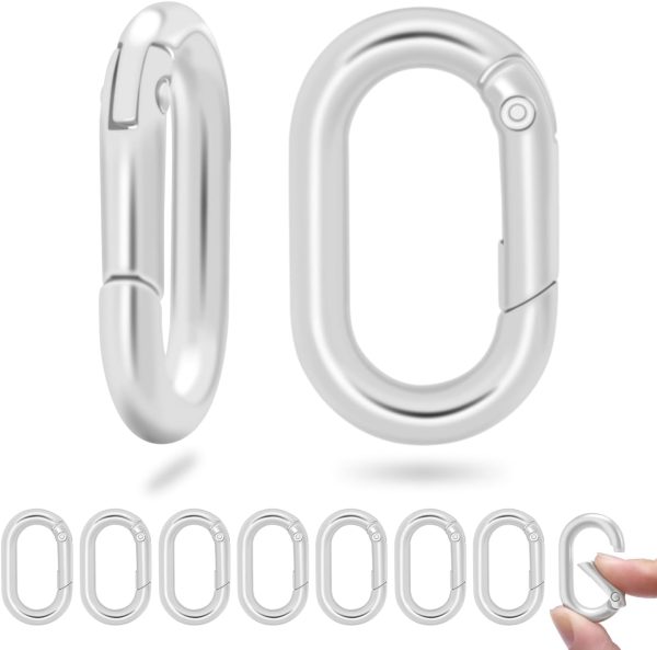 10Pack 1 Inch Small Carabiner Clip Metal Tiny Oval Carabiner Spring O Rings Hooks for Paracord Lanyard Keychain, Car Key Rings Hook, Dog Tag Clips, Purse Keychain Replacement (Black)