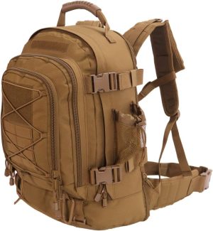 Expandable 40-64L Military Tactical Backpack 3 Day Bag Hiking Gym Sport Camping(Brown)