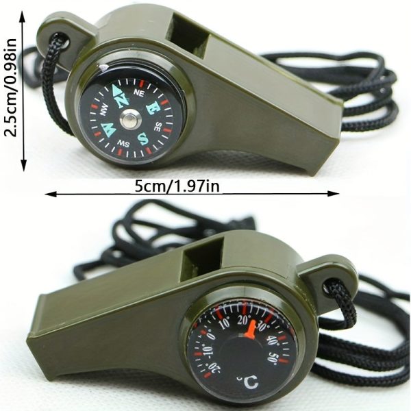 7-in-1 Emergency Survival Function Whistle, Multi-Function Whistle Compass, Outdoor Multifunctional Tool Safety Whistle With Lanyard, Ideal For Kayaking, Boating, Hiking, Camping, Climbing, Fishing, Rescue