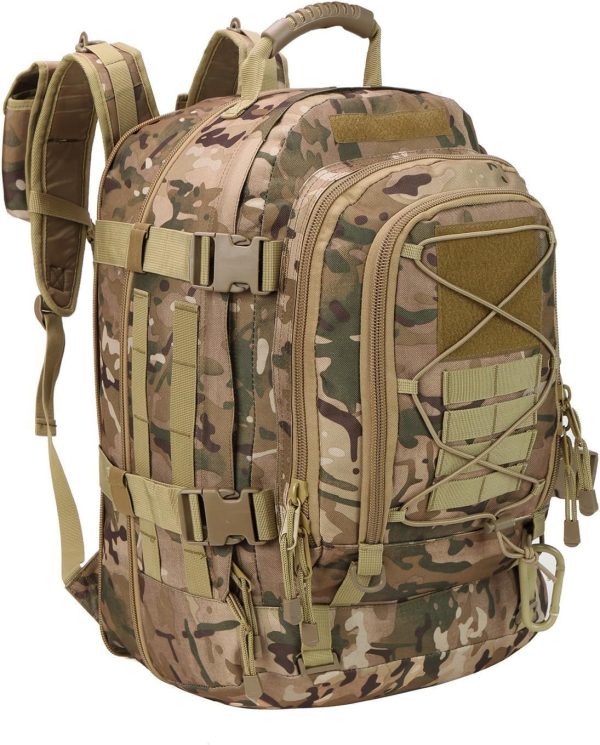 Expandable 40-64L Military Tactical Backpack 3 Day Bag Hiking Gym Sport Camping(Brown)