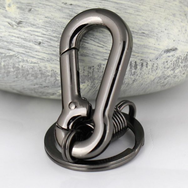 Retro Style Simple Strong Carabiner Shape Keychain Key Chain Ring Keyring Keyfob Key Holder (Black)