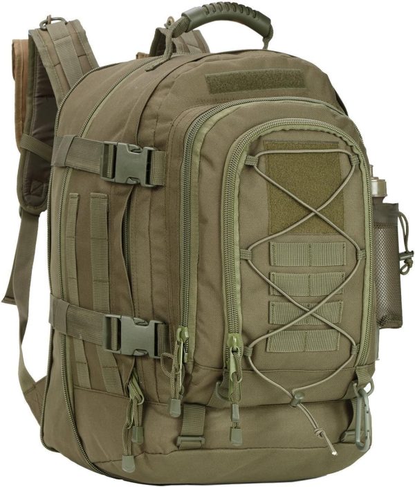 Expandable 40-64L Military Tactical Backpack 3 Day Bag Hiking Gym Sport Camping(Brown)