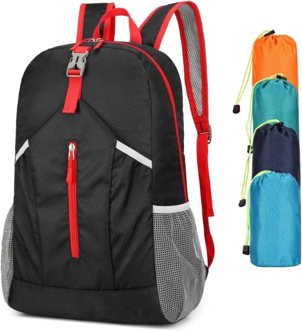 25L Hiking-Backpack Foldable-Sports Daypack-Camping Collapsible Bag Water Resistant Lightweight Travel Men Women (Lake Blue)