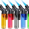 5 Pack Torch Lighter Mini Refillable Butane Lighters Single Jet Flame 45° Rotatable Torch Lighters Windproof Adjustable Butane Gas Lighter for Candle Camping Fireplace Party BBQ Grill(Without Fuel)
