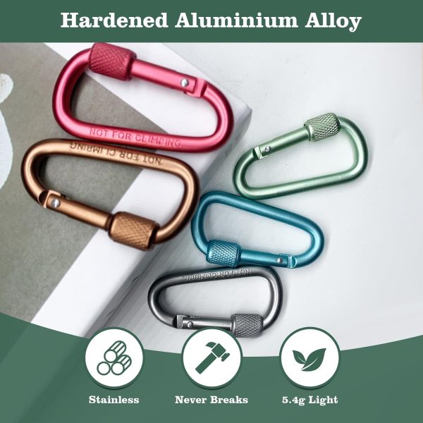 8 Pack Carabiner, 2 inch D-Ring Locking Carabiner Clip, Snap Hook Sport Accessories for Outdoor Camping Hiking