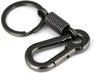 Retro Style Simple Strong Carabiner Shape Keychain Key Chain Ring Keyring Keyfob Key Holder (Black)