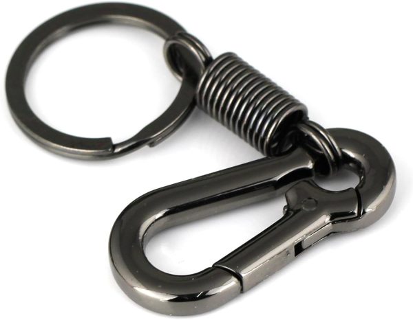 Retro Style Simple Strong Carabiner Shape Keychain Key Chain Ring Keyring Keyfob Key Holder (Black)