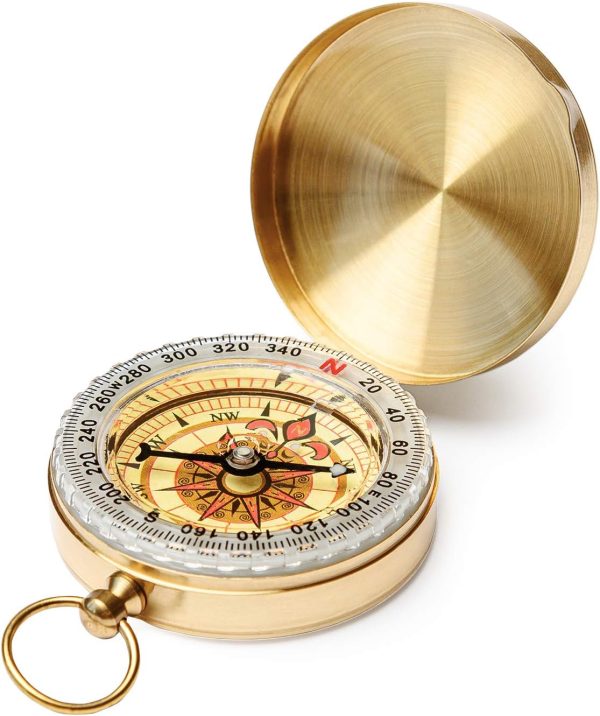 Camping Survival Compass Metal Pocket Compass Kids Compass for Hiking Camping Hunting Outdoor Military Navigation Tool（2pcs）