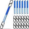 6pc Coiled Retractable Lanyard & 12pc Small S Carabiner Clip, Stretchy Wrist Keychain Bracelet, Fishing Tool Tether, Kayak Bungee Leash, Elastic Pliers Cord, Spiral Wristlet Key Holder