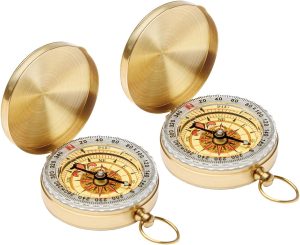 Camping Survival Compass Metal Pocket Compass Kids Compass for Hiking Camping Hunting Outdoor Military Navigation Tool（2pcs）