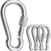 304 Stainless Steel Locking Carabiners with Screw.Heavy Duty Carabiner Clip for Camping ＆ Travelling.Spring Snap Hook for Outdoor Use.