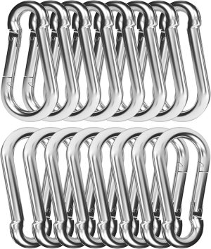 30PCS 3" Heavy Duty Spring Snap Hook, M8 5/16" Galvanized Steel Snap Hook Carabiner Quick Link Carabiner Clip, 500LBS Holding Capacity Quick Link Keychain for Swing Hammock Gym Outdoor