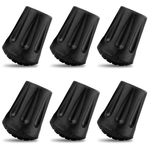 6Pcs Hiking Pole Tips Hiking Cane - Trekking Pole Tips for Walking Sticks Rubber Tips for Hiking Sticks - Collapsible Trekking Poles Hiking Canes - Hiking Pols Lost or Worn Standard Pole Tips