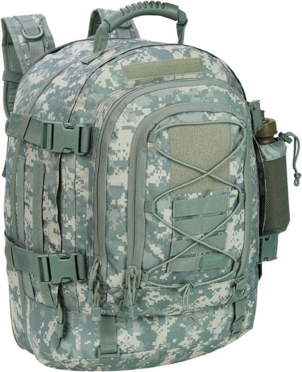 Expandable 40-64L Military Tactical Backpack 3 Day Bag Hiking Gym Sport Camping(Brown)