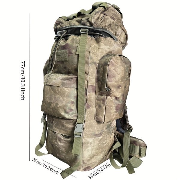 80L Large Capacity Camping Backpack With Inner Aluminum Frame For Men And Women, Waterproof Lightweight Breathable Camouflage Canvas Bag For Outdoor Travel Camping Hunting Trekking Mountaineering