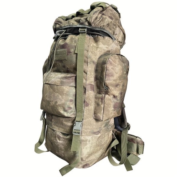 70L Large Capacity Backpack With Built-in Aluminum Tube Frame - Suitable For Outdoor Hiking, Camping Adventure, Waterproof Camouflage Luggage Bag For Travel Sports