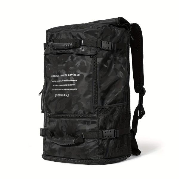 1pc Men's Extra Large Travel Bag, Outdoor Mountaineering Backpack, Waterproof Extra Large Capacity Business Travel Luggage Backpack