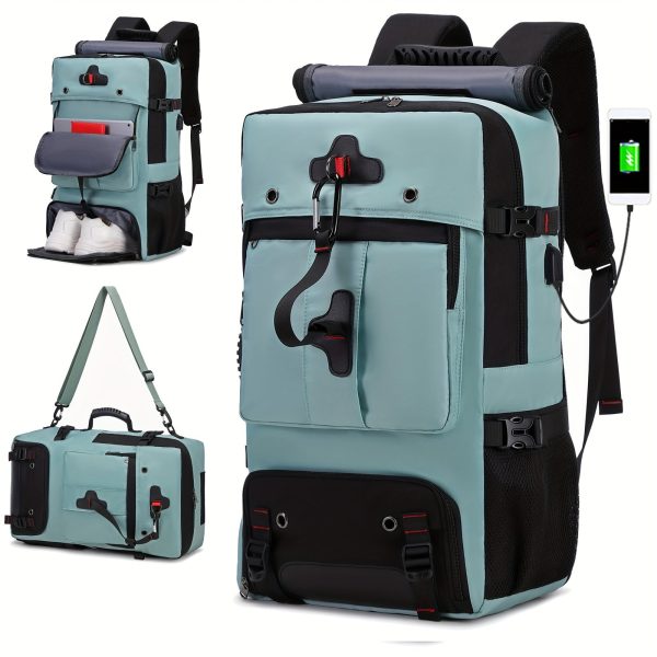 Large Capacity Waterproof Travel Hiking Backpack, Multi-functional Travel Knapsack With Independent Shoe Grid, Perfect For For Camping & Short Trips, 50L