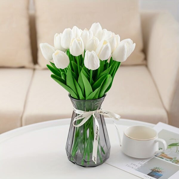 10pcs Luxurious Real Touch Tulip Bouquet - Premium Artificial Flowers with Soft Petals for Wedding, Home, Hotel, Party, Event, and Christmas Decorations - Durable Polyurethane Material