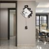 Decorative Wall Clock for Living Room Decor, Large Modern Wall Clocks with Pendulum Battery Operated for Bedroom Office Kitchen Home, 19.7 Inch Big Silent Wall Clock Non Ticking