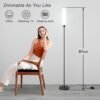 Floor Lamp with Remote Control,Bright Floor Lamps for Living Room/Bedroom/Office, Stepless Adjustable 3000K-6000K Colors and 10-100% Brightness,Standing Light with Foot Switch (Black)