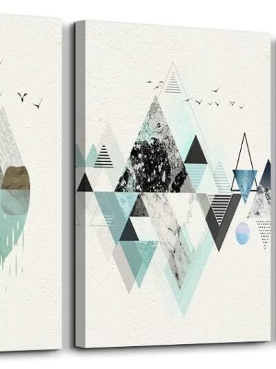 MHARTK66 Canvas Wall Art For Living Room Office Wall decor Abstract Geometry Mountain Wall Artworks Pictures for Bedroom 3 Panels bathroom Wall Paintings posters Home Decoration 12x16 inch 3 piece