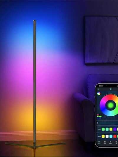 RGB Corner Floor Lamp, Easter Floor Lamp RGBIC Color Changing Corner Lamp LED Modern Floor Lights with Bluetooth APP and Remote Control Music Sync, 65" RGB Mood Lighting 24H Timing 398+ DIY Modes