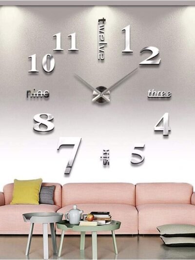 Large 3D DIY Wall Clock Frameless Mirror Surface Big Wall Clock Home Decoration for Living Room Bedroom Home Office Kids Room Hotel Coffee Hall Bar Wall Decoration