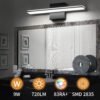 9W Bathroom Vanity Light Fixture Matte Black Wall Light Fixture Over Mirror Cold White 5000K Bathroom Light Fixture 16" 40cm Washroom Light for Bedroom Living Room Art Display Dressing Table