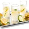 Tall Highball Glasses Set of 8, 12 Ounce Cups, Textured Designer Glassware for Drinking Water, Beer, or Soda, Trendy and Elegant Dishware, Dishwasher Safe (Hiball)