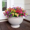 12-Piece Uv-Resistant Artificial Daisies & Eucalyptus - Vibrant Faux Flowers For Outdoor Decor, Perfect For Porch, Patio, Window Boxes & Home Gardens